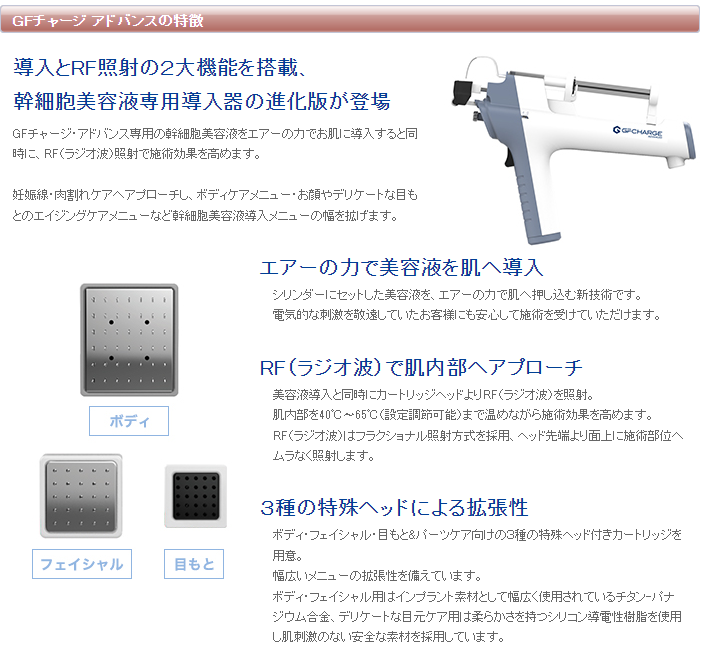 業務用水光注射マシン⭐︎ GFチャージ アドバンス（高圧エアー導入＆RF 